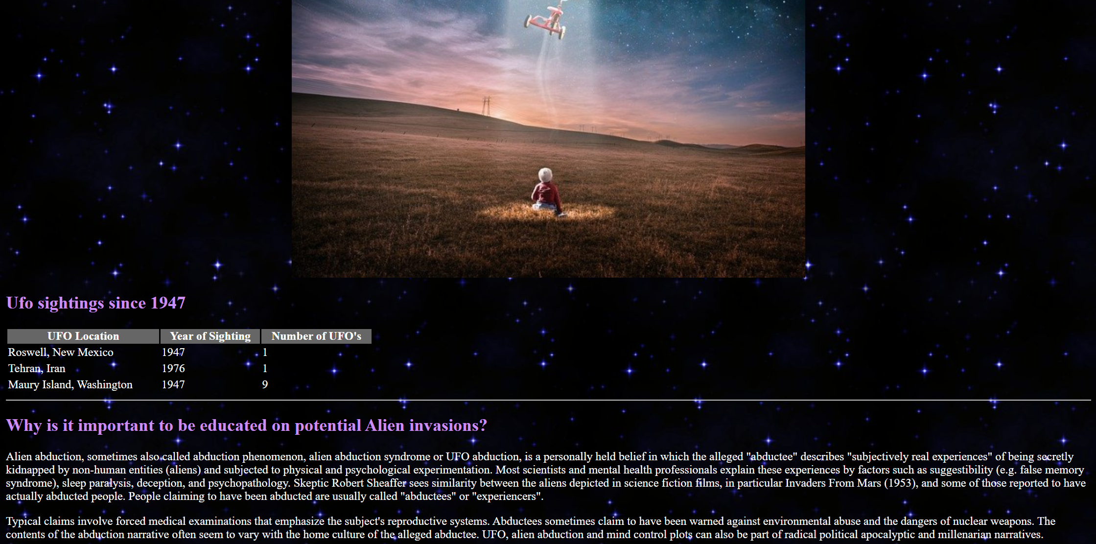 Hero Image of website